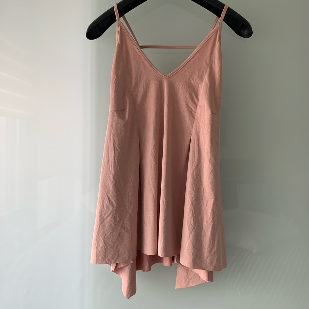 Suede-like flowy pale pink top